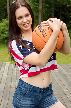 Natural Busty Teen Marion Playing Basketball